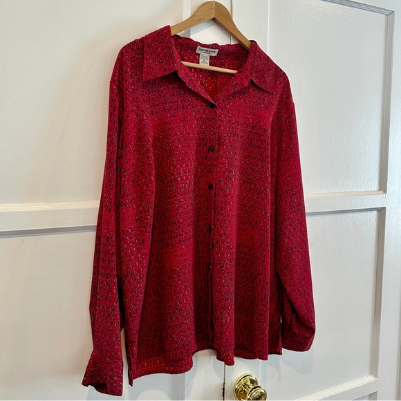 Notations Red Button-Up Blouse - Picture 1 of 4